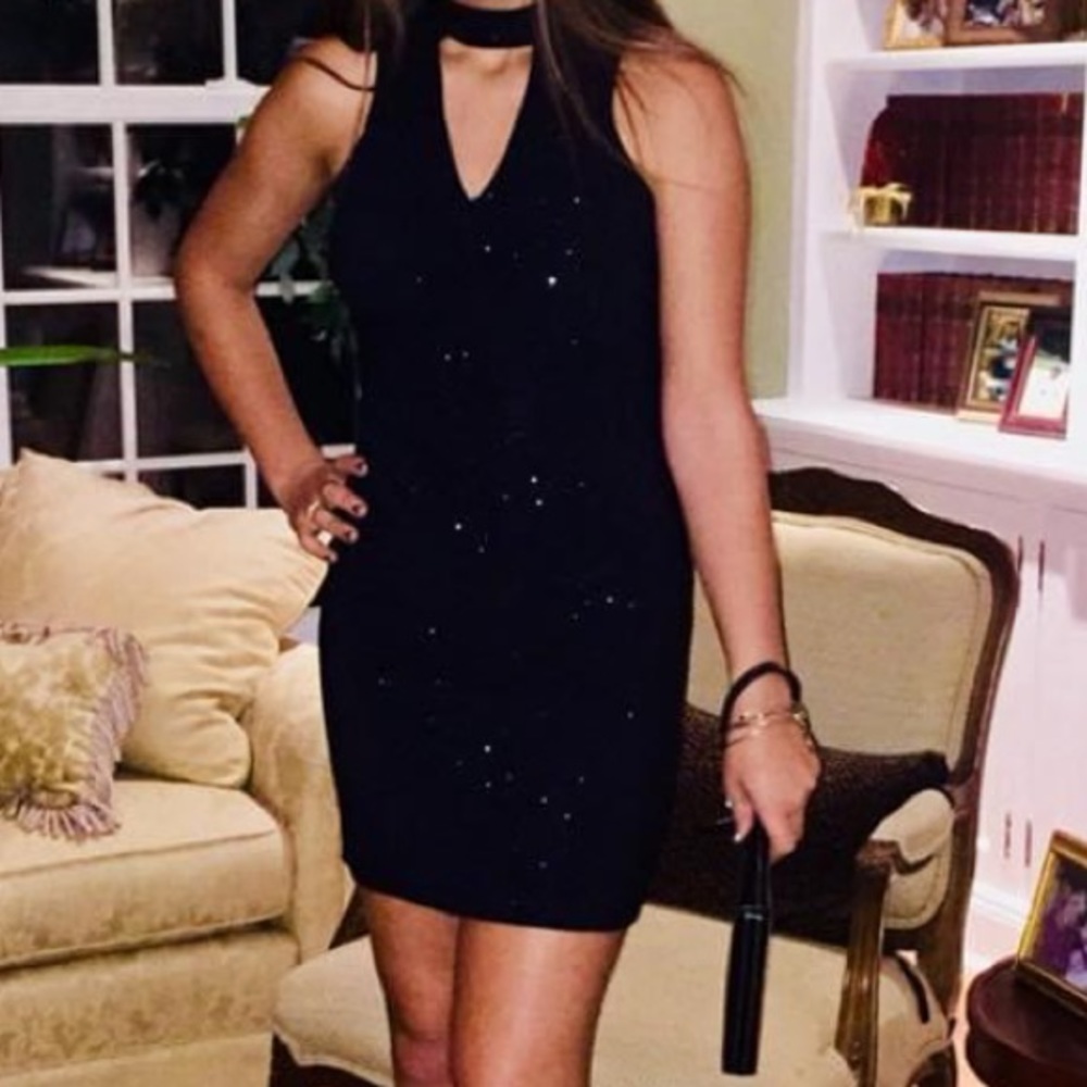Beautiful black on black sparkly cocktail dress
